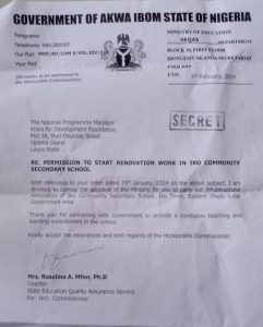 Copy of approval letter from Ministry of Education